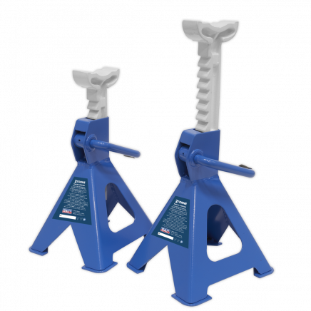 Axle Stands (Pair) 2 Tonne Capacity per Stand Ratchet Type - Blue VS2002BL