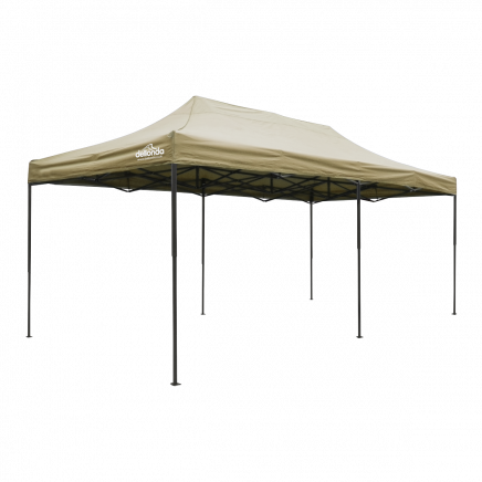 Dellonda Premium 3x6m Pop-Up Gazebo, Heavy Duty, PVC Coated, Water Resistant Fabric Supplied with Carry Bag, Rope, Stakes & Weight Bags - Beige Canopy DG138