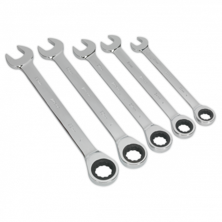 Combination Ratchet Spanner Set 5pc Metric S0985