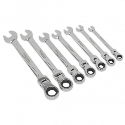 Flexible Head Ratchet Combination Spanner Set 7pc Metric S01143