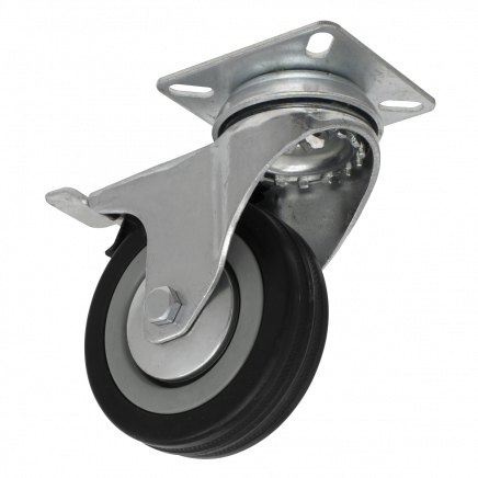 Castor Wheel Swivel Plate with Brake Ø75mm SCW175SPL