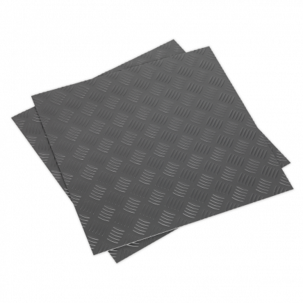 Vinyl Floor Tile with Peel & Stick Backing - Silver Treadplate Pack of 16 FT1S
