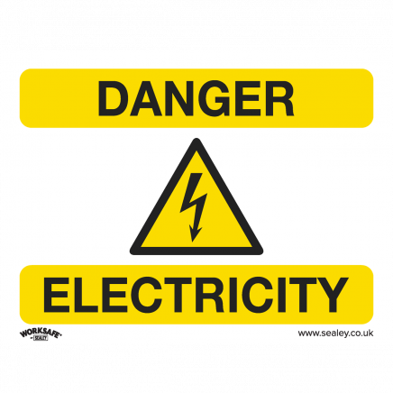 Warning Safety Sign - Danger Electricity - Rigid Plastic - Pack of 10 SS41P10