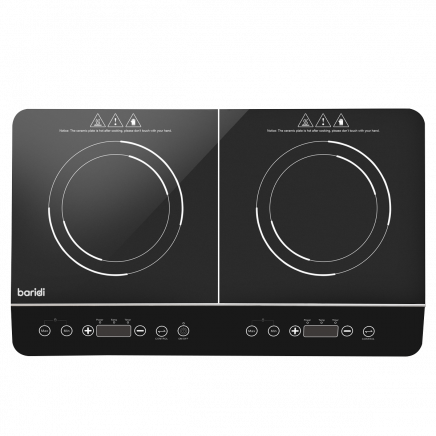 Baridi Portable Induction Hob: Two Zone Cooktop with 13A Plug, 2800W, 10 Power Settings, Touch Controls, 3-Hour Timer Function, Child Safety Lock, Black DH146