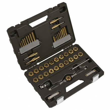 Premier Metric & SAE/Imperial Titanium Coated Hexagonal Tap & Die Set 46pc AK3046