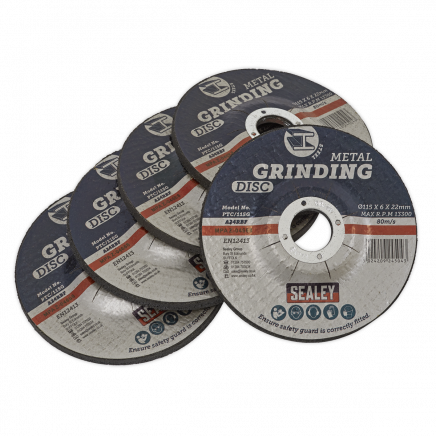 Grinding Disc Ø115 x 6mm Ø22mm Bore - Pack of 5 PTC/115G5