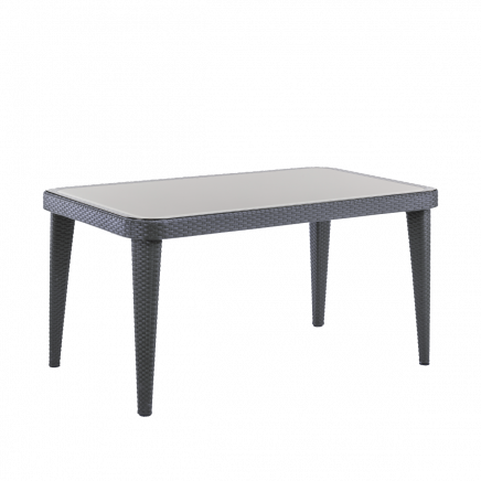 Dellonda Outdoor Dining Table Weather Resistant Body Glass Table 90x150cm DG209