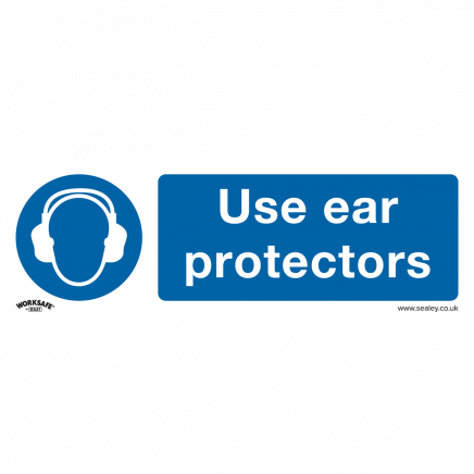 Mandatory Safety Sign - Use Ear Protectors - Self-Adhesive Vinyl - Pack of 10 SS10V10