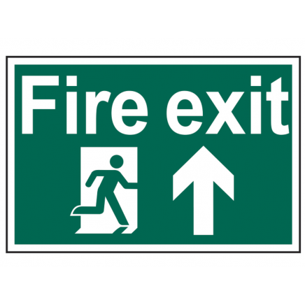 Fire Exit Running Man Arrow Up - PVC 300 x 200mm SCA1505