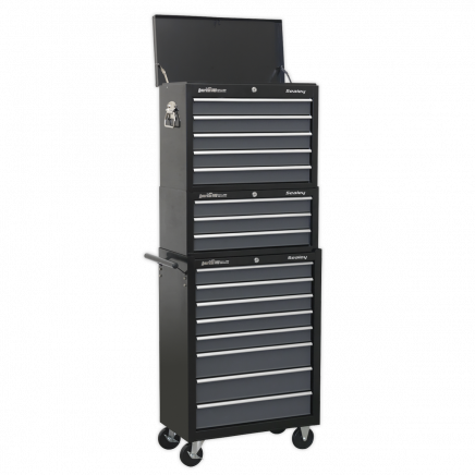 Tool Chest Combination 16 Drawer with Ball-Bearing Slides - Black/Grey AP35STACK