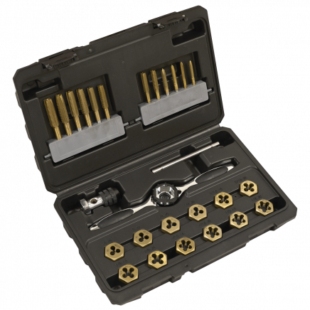 Premier Hexagonal Tap & Die Set 26pc Hexagonal  - SAE/Imperial - Titanium Coated AK3026IMP