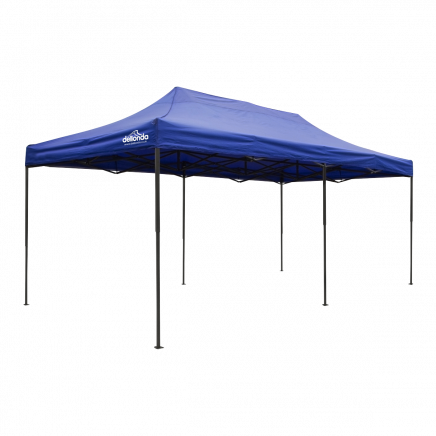 Dellonda Premium 3x6m Pop-Up Gazebo, Heavy Duty, PVC Coated, Water Resistant Fabric, Supplied with Carry Bag, Rope, Stakes & Weight Bags - Blue Canopy DG139