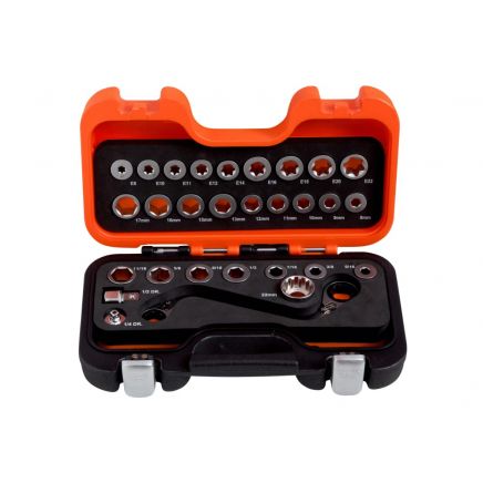 S Type Ratchet Ring Wrench & Adaptor Set, 29 Piece BAH1320SRM29