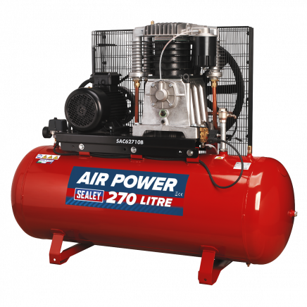 Air Compressor 270L Belt Drive 10hp 3ph 2-Stage with Cast Cylinders SAC62710B