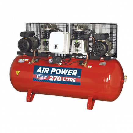 Air Compressor 270L Belt Drive 2 x 3hp with Cast Cylinders SAC2276B
