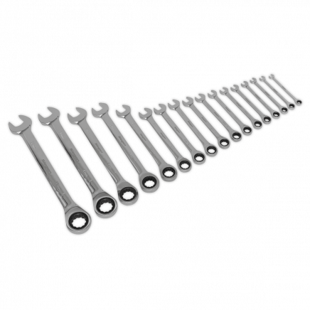 Combination Ratchet Spanner Set 17pc Metric S01156