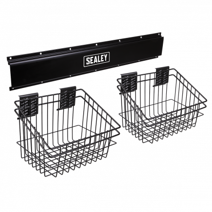 2 Basket Storage Rail Wall Mounting APHKIT6