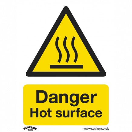 Warning Safety Sign - Danger Hot Surface - Rigid Plastic - Pack of 10 SS42P10