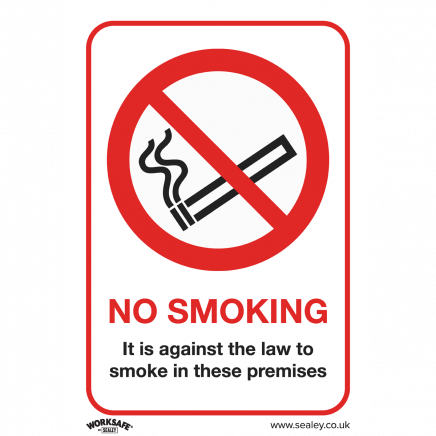Prohibition Safety Sign - No Smoking (On Premises) - Self-Adhesive Vinyl - Pack of 10 SS12V10