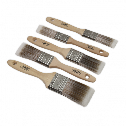 Wooden Handle Paint Brush Set 5pc SPBS5W