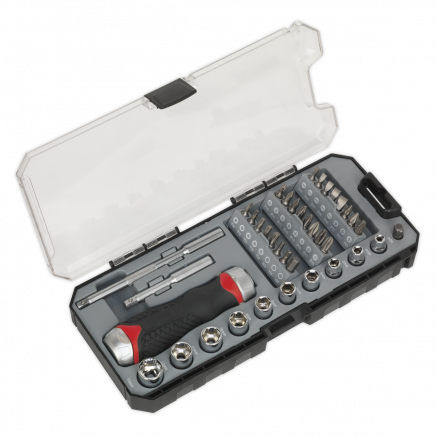 Fine Tooth Ratchet Screwdriver Socket & Bit Set 38pc AK64905
