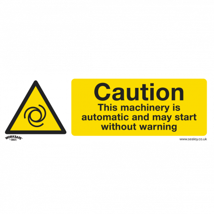 Warning Safety Sign - Caution Automatic Machinery - Self-Adhesive Vinyl - Pack of 10 SS47V10