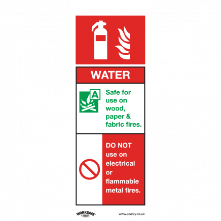 Safe Conditions Safety Sign - Water Fire Extinguisher - Self-Adhesive Vinyl - Pack of 10 SS27V10