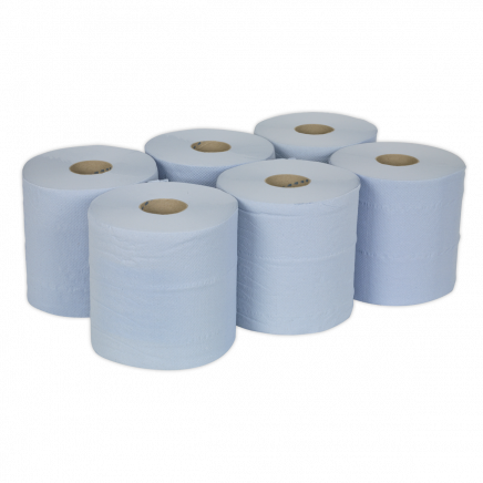 Paper Roll Blue 2-Ply Embossed 150m Pack of 6 BLU150