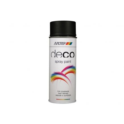 Deco Spray Paint Satin Matt RAL 9005 Deep Black 400ml MOT01659