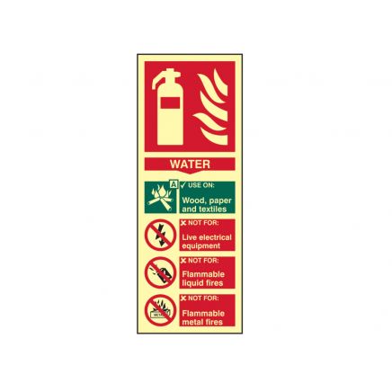 Fire Extinguisher Composite Water - Photoluminescent 75 x 200mm SCA1590