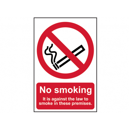 No Smoking It Is Against The Law To Smoke In These Premises - PVC 200 x 300mm SCA0567