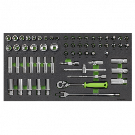 Tool Tray with Socket Set 62pc 3/8"Sq Drive Metric S01270