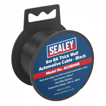 Automotive Cable Thick Wall 8A 6m Black AC0806B