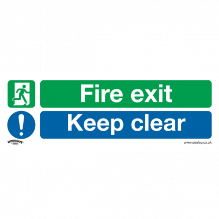 Safe Conditions Safety Sign - Fire Exit Keep Clear (Large) - Rigid Plastic - Pack of 10 SS32P10