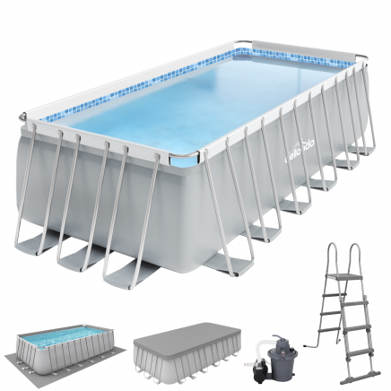 Dellonda 25ft Deluxe Steel Frame Swimming Pool with Step Ladder, Ground Covers and Filter Pump DL151