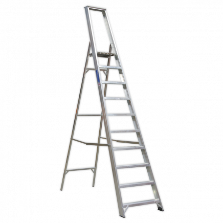 Aluminium Step Ladder 10-Tread Industrial BS 2037/1 AXL10