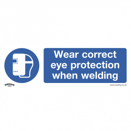 Mandatory Safety Sign - Wear Eye Protection When Welding - Self-Adhesive Vinyl - Pack of 10 SS54V10