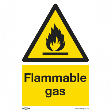 Warning Safety Sign - Flammable Gas - Self-Adhesive Vinyl - Pack of 10 SS59V10