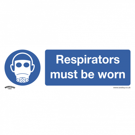Mandatory Safety Sign - Respirators Must Be Worn - Self-Adhesive Vinyl SS56V1