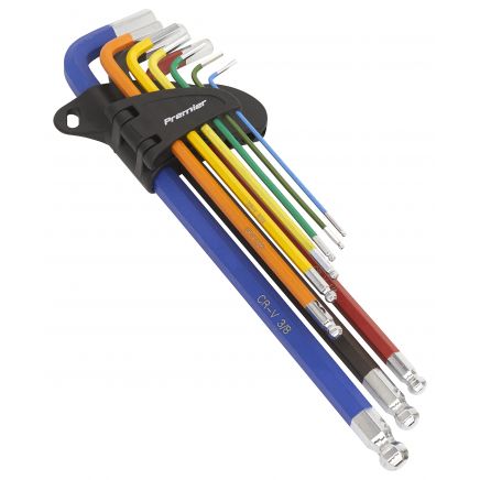 Ball-End Hex Key Set Extra-Long 9pc Colour-Coded Imperial AK7198