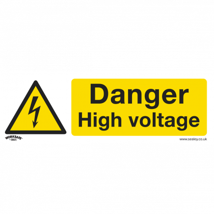Warning Safety Sign - Danger High Voltage - Rigid Plastic - Pack of 10 SS48P10