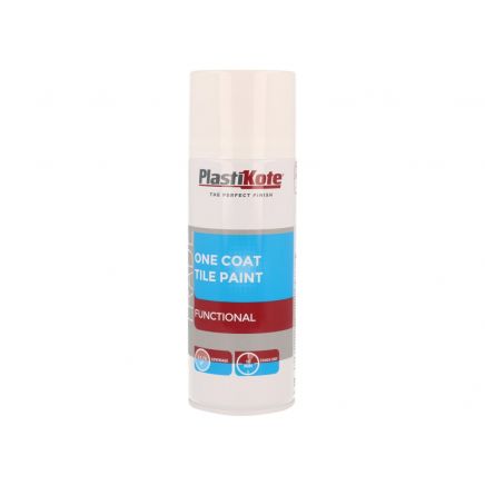Trade One Coat Spray Tile Paint Gloss White 400ml PKT71026