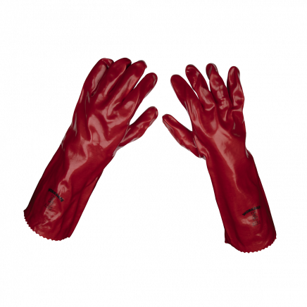 Red PVC Gauntlets 450mm - Pair 9114