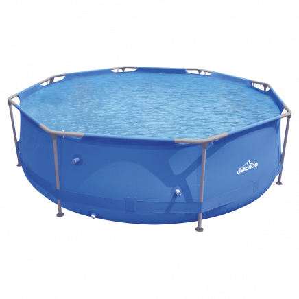 Dellonda 10ft Steel Frame Swimming Pool Round with Filter Pump, Blue DL19