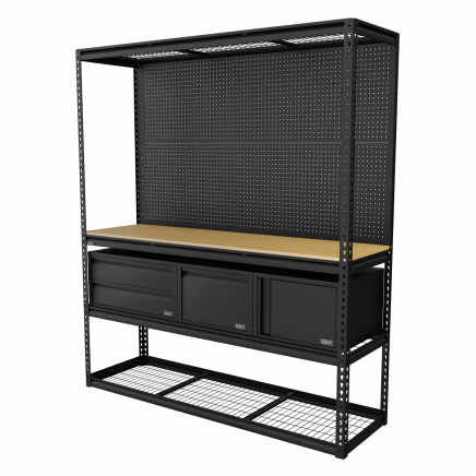 Heavy-Duty Modular Workbench & Racking Kit with 3 Storage Units APMWBCOMBO1