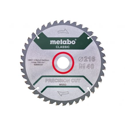 Precision Cut Wood Circular Saw Blade 216 x 30mm x 40T MPT628060