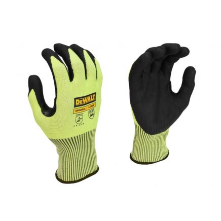 Hi-Vis Cut D Grip Gloves - L (Size 9) DEWDPG855L