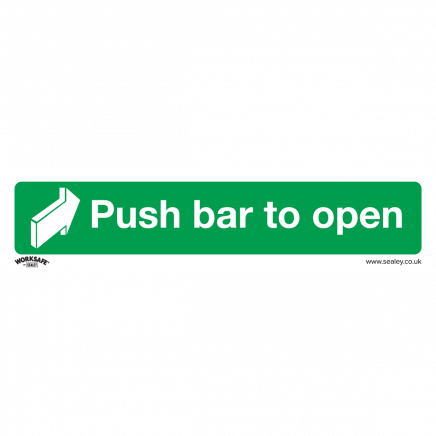 Safe Conditions Safety Sign - Push Bar To Open - Rigid Plastic - Pack of 10 SS29P10