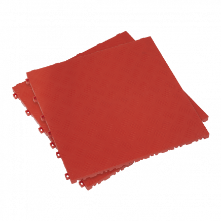 Polypropylene Floor Tile 400 x 400mm - Red Treadplate - Pack of 9 FT3R