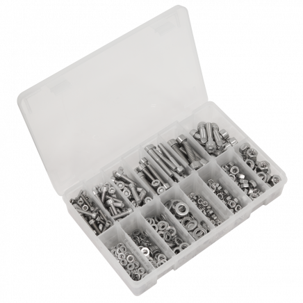 Stainless Steel Hex Socket Bolt, Washer & Nut Assortment 710pcs AB0710SS